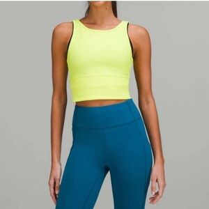 Lululemon Power Pivot Ribbed Cropped Tank Top Electric Lemon Size 8
